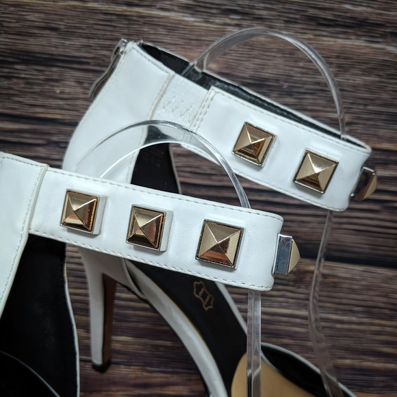 Aldo Leather D'orsay White Ankle Strap Studded 8.5 - Picture 8 of 8